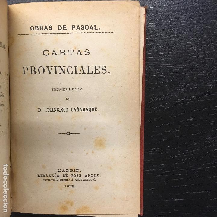Libros antiguos: CARTAS PROVINCIALES, BLAS PASCAL, 1879 - Foto 1