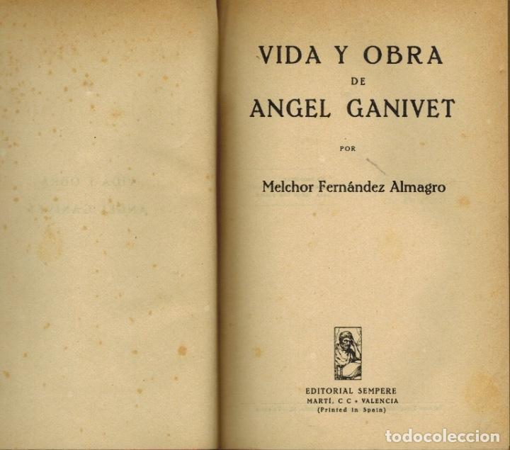 Libros antiguos: VIDA Y OBRA DE &Aacute;NGEL GANIVET - Foto 1