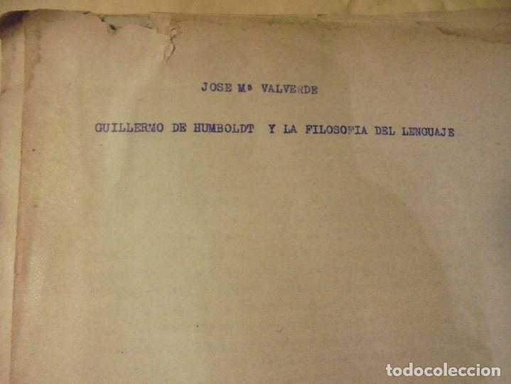 Libros antiguos: ORIGINAL MECANOSCRITO. JOSE MARIA VALVERDE - Foto 2
