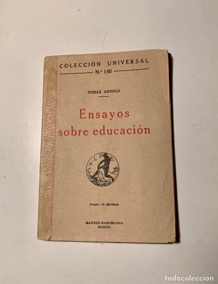Libros antiguos: Ensayos sobre educaci&oacute;n. Tom&aacute;s Arnold. 1920 - Foto 1