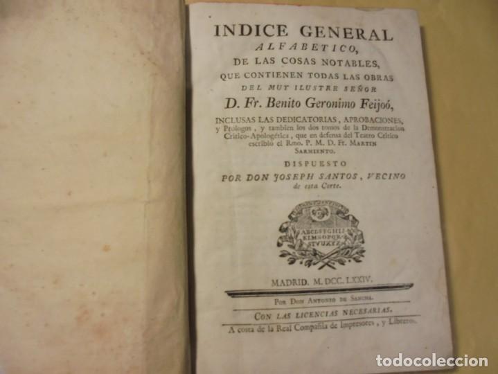 Libros antiguos: INDICE DE FEIJOO. SANTOS. 1774 - Foto 2