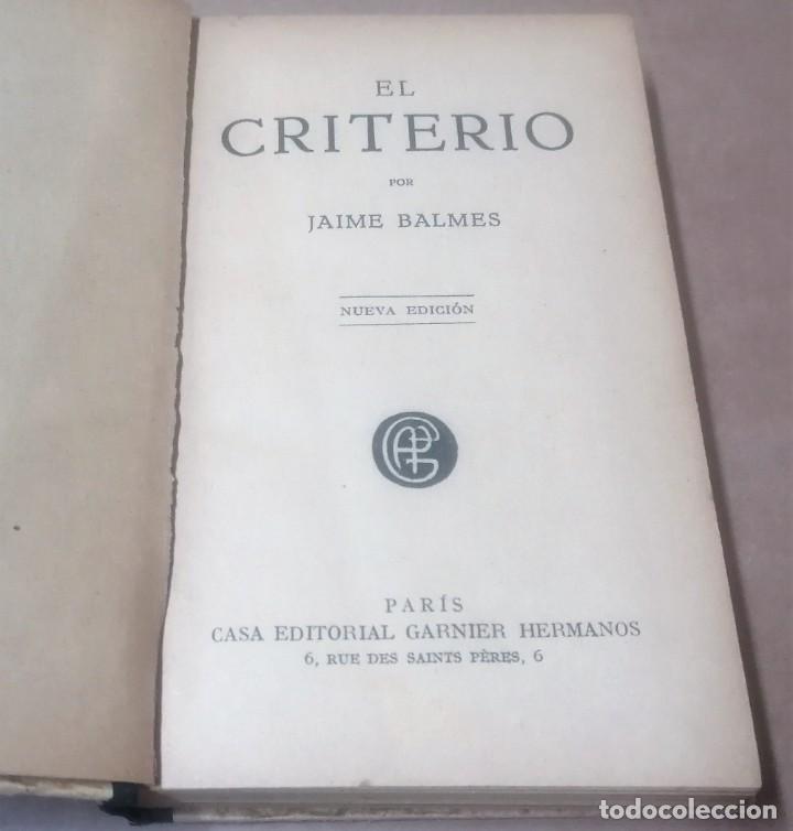 Libros antiguos: Jaime Balmes, El Criterio, Par&iacute;s, ca. 1920 - Foto 3