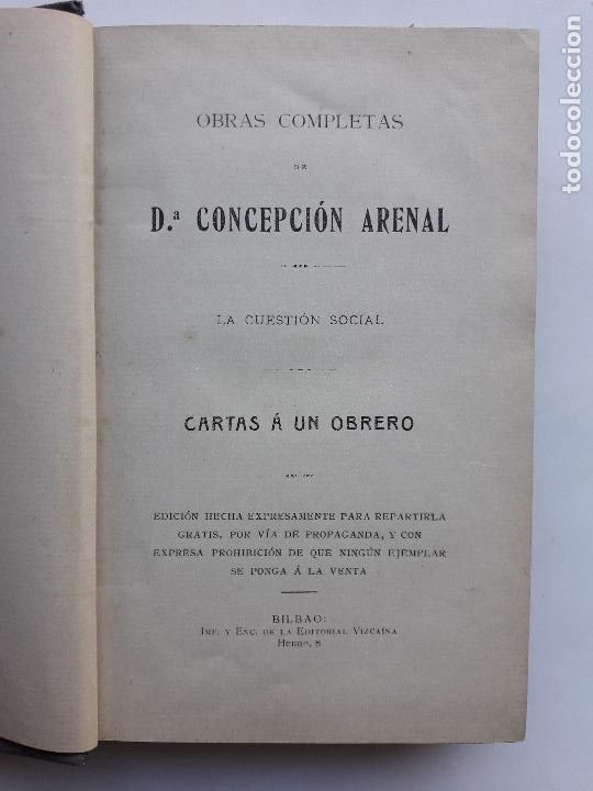 Libros antiguos: Cartas a un Obrero. Concepci&oacute;n Arenal. - Foto 2