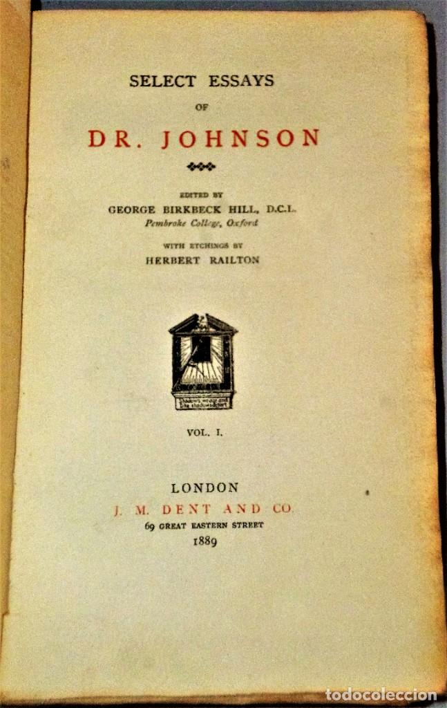 Libros antiguos: SELECT ESSAYS OF DR. JOHNSON. 2 Vol&uacute;menes - Foto 4