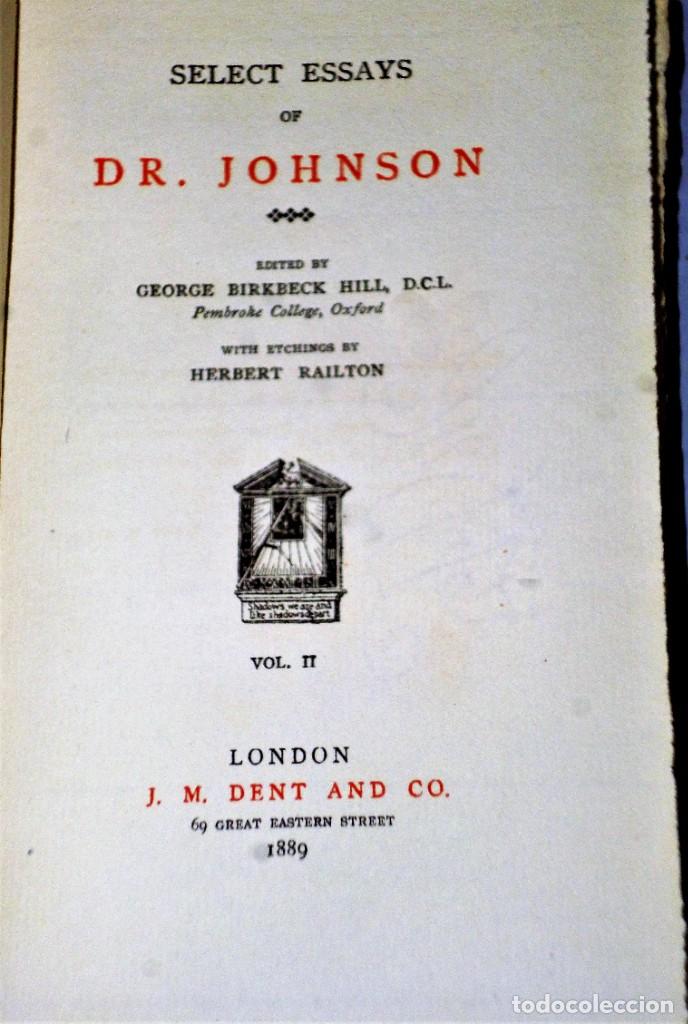 Libros antiguos: SELECT ESSAYS OF DR. JOHNSON. 2 Vol&uacute;menes - Foto 6