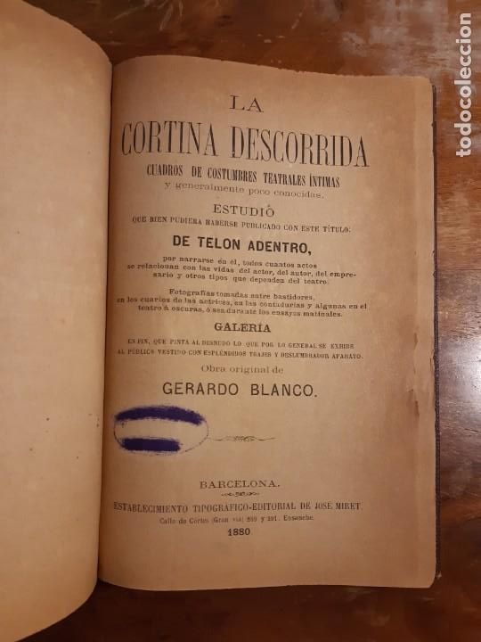 Libros antiguos: 1880 Gerardo Blanco La cortina descorrida - Foto 3