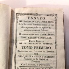 Libros antiguos: ENSAYO HISTÓRICO APOLOGÉTICO TOMO PRIMERO 1782. Lote 258239570