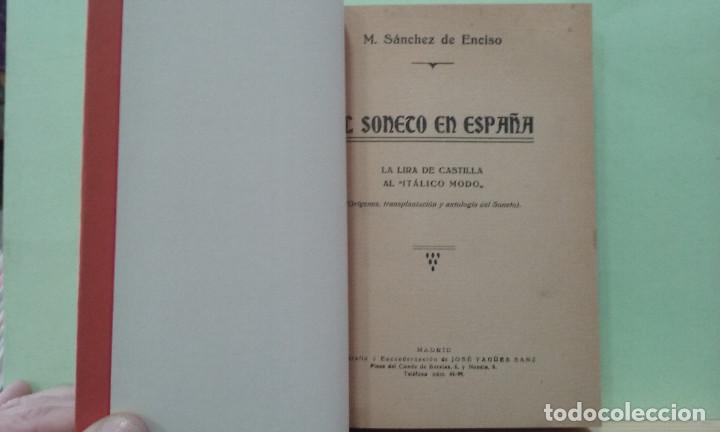 Libros antiguos: El soneto en Espa&ntilde;a. M. S&aacute;nchez de Enciso - Foto 2