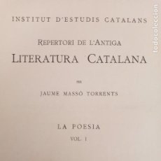 Libros antiguos: REPERTORI DE L'ANTIGA LITERATURA CATALANA, JAUME MASO TORRENTS. LA POESIA VOL I. ALPHA 1932.. Lote 265946873