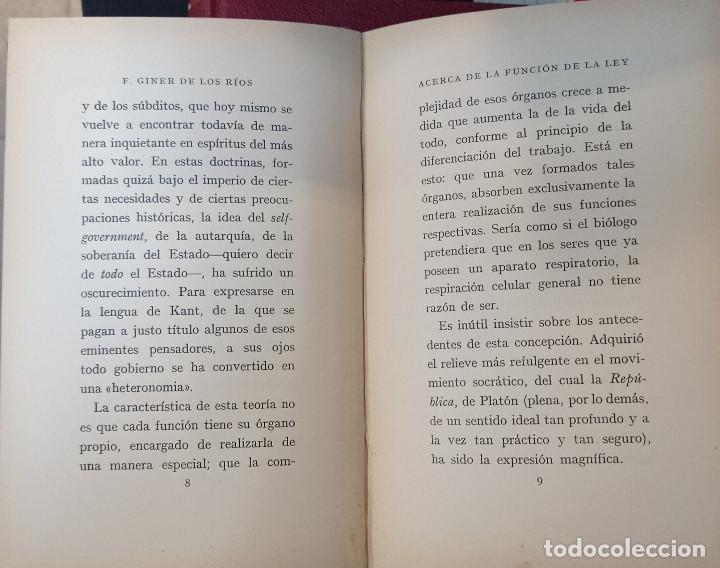 Libros antiguos: ACERCA DE LA FUNCI&Oacute;N DE LA LEY. FRANCISCO GINER. 1932. - Foto 2