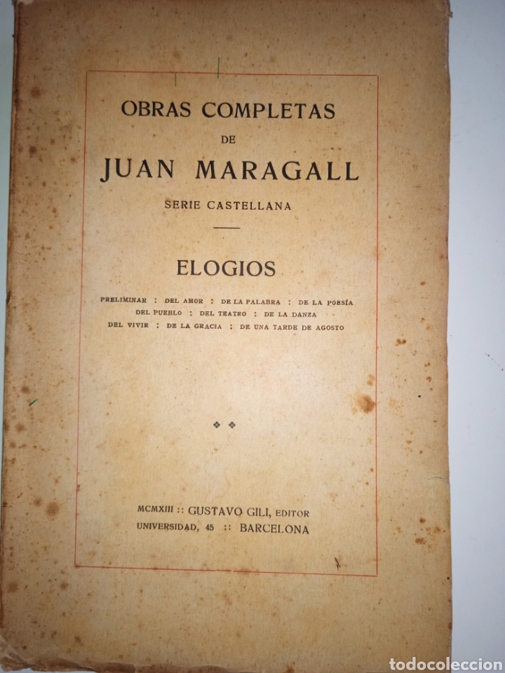 Libros antiguos: Obres completes de Joan Maragall. Elogios - Foto 1