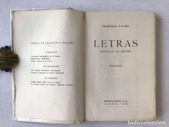 Libros antiguos: LETRAS. NOTAS DE UN LECTOR. - VALD&Eacute;S, Francisco. - Foto 2
