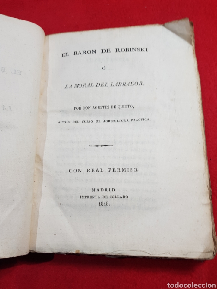 Libros antiguos: Libro la moral del Labrador 1818 Madrid bar&oacute;n de robinsky - Foto 1