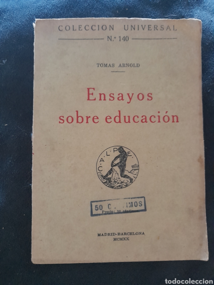 Libros antiguos: Ensayos sobre educaci&oacute;n. Tom&aacute;s Arnold - Foto 1