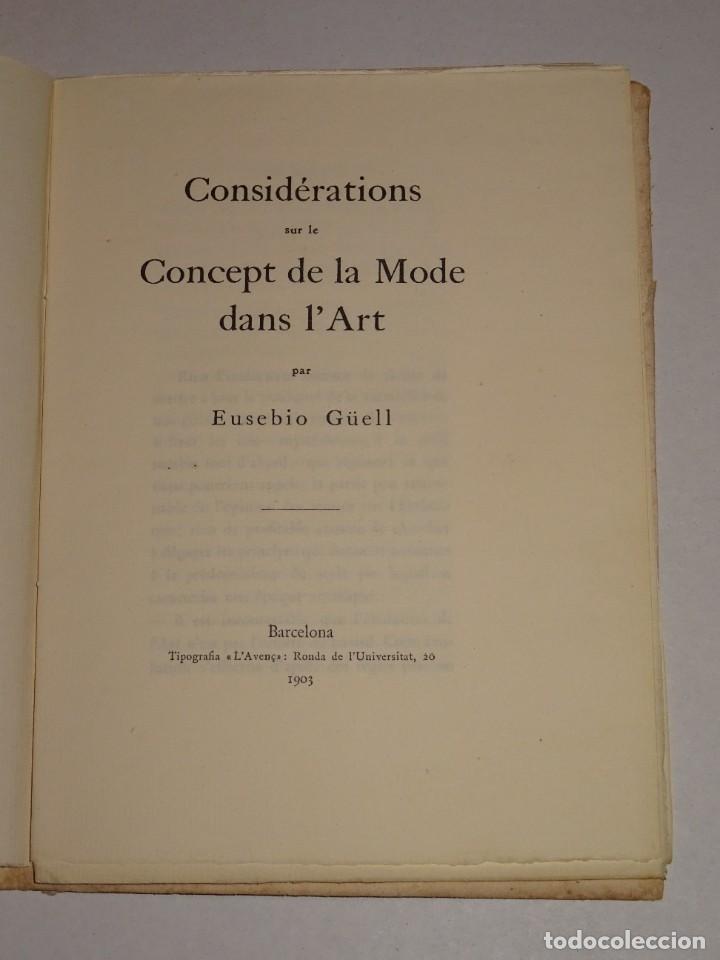 Libros antiguos: (M26) EUSEBIO G&Uuml;ELL - CONSID&Eacute;RATIONS SUR LA CONCEPT DE LA MODE DANS LART 1903 - TIP. LAVEN&Ccedil; - Foto 2