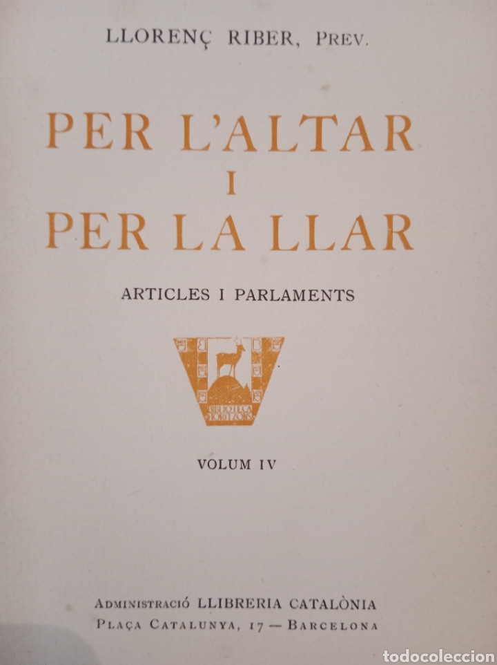 Libros antiguos: PER LALTAR I PER LA LLAR ,LLOREN&Ccedil; RIBER, 1928 - Foto 2