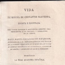 Libros antiguos: MARTÍN FERNÁNDEZ DE NAVARRETE: VIDA DE MIGUEL DE CERVANTES SAAVEDRA. MADRID, IMPRENTA REAL, 1819. Lote 363112970