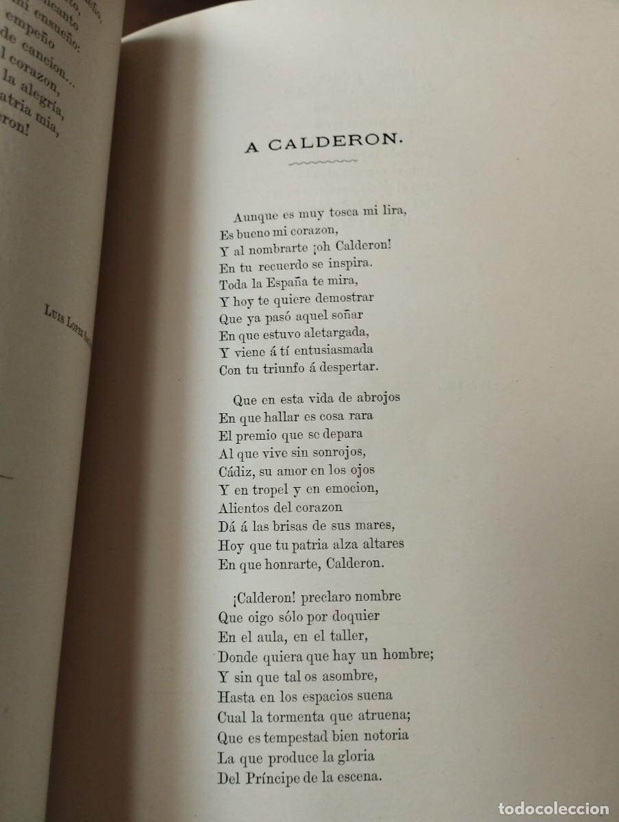 Libros antiguos: Homenaje a Calder&oacute;n. C&aacute;diz, 1881. - Foto 2