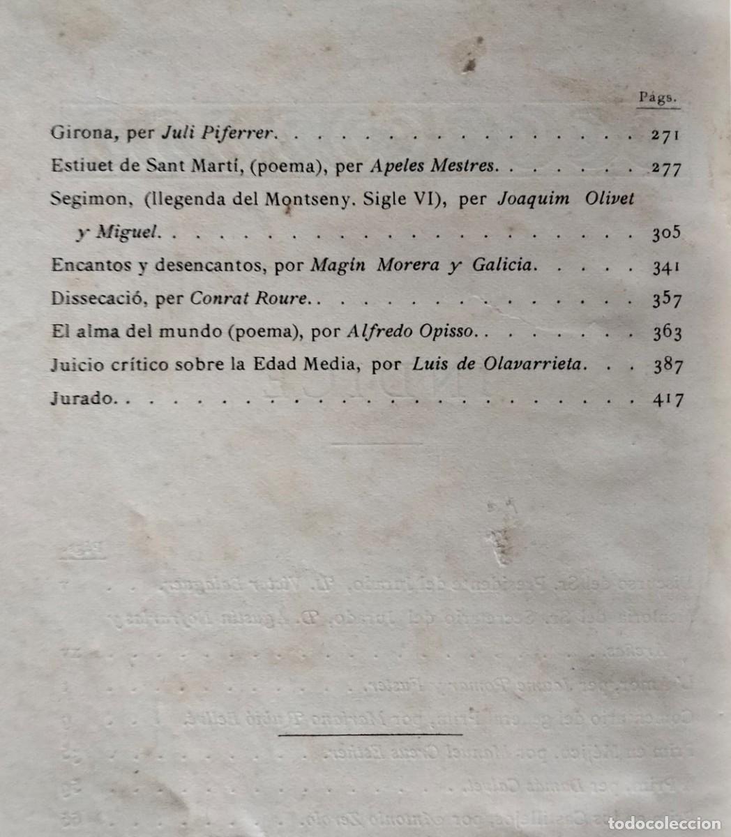 Libros antiguos: Certamen 1892. Centro de Lectura de Reus. General Prim. - Foto 4