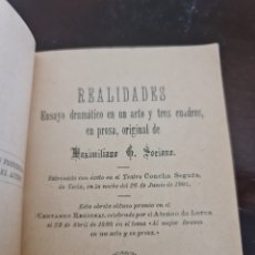 Libros antiguos: REALIDADES.MAXIMILIANO SORIANO.YECLA 1901. Lote 401059544