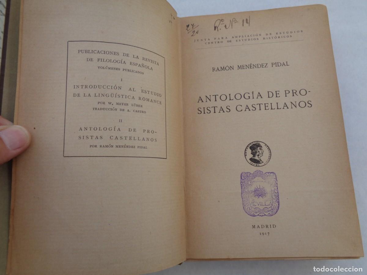 Libros antiguos: ANTOLOGIA DE PROSISTAS CASTELLANOS, RAMON MENENDEZ PIDAL. EDITORIAL NEBRIJA 1917. CU&Ntilde;O ATENEO SEVILL