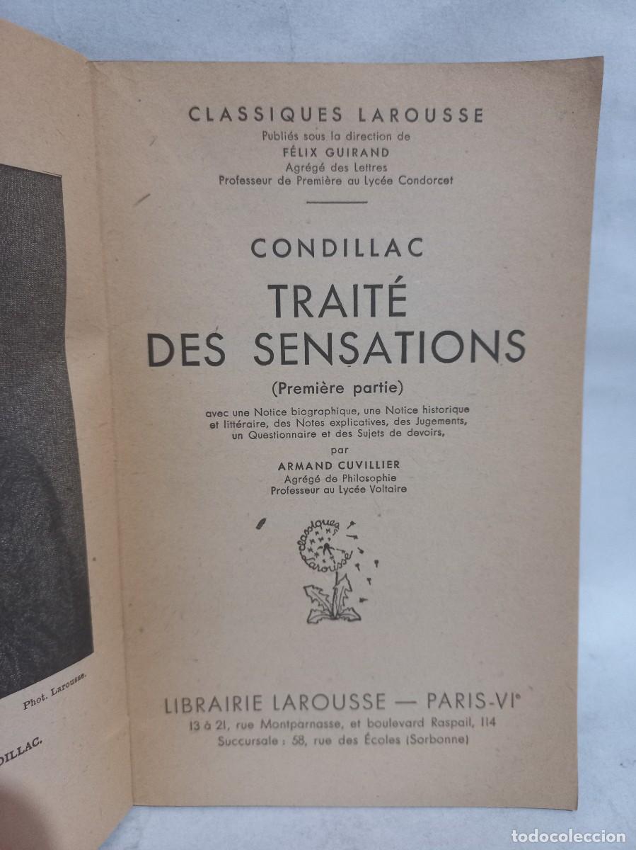Libros antiguos: Condillac - Trait&eacute; des Sensations I - 1938 - Foto 2