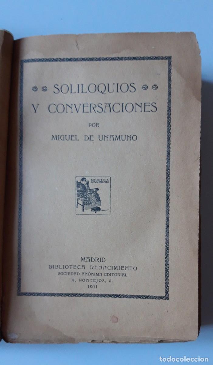 Libros antiguos: Soliloquios y Conversaciones. Unamuno - Foto 1