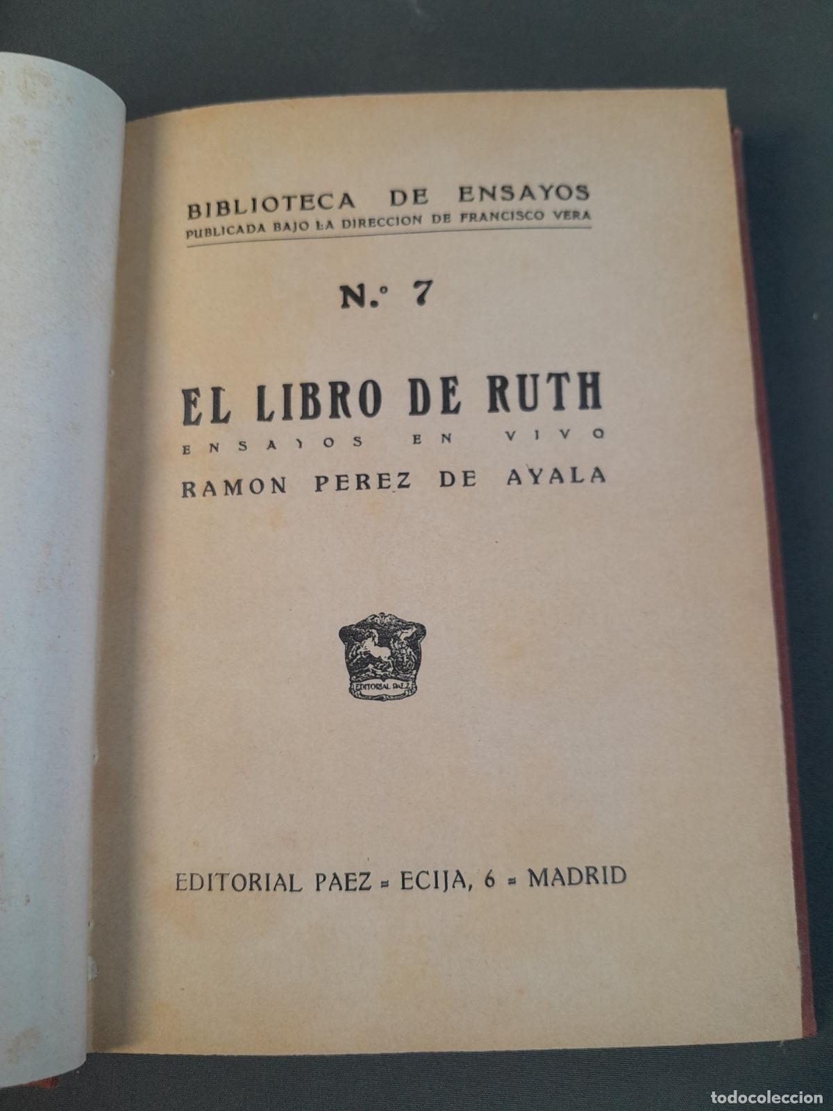 Libros antiguos: L-2021. EL LIBRO DE RUTH. RAMON PEREZ DE AYALA. - Foto 1