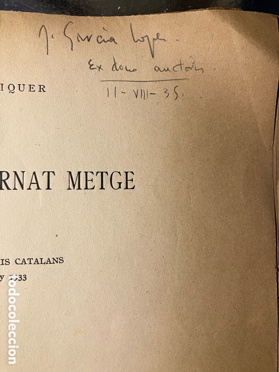 Libros antiguos: Mart&iacute; de Riquer, dedicatoria. Notes sobre Bernat Metge. 1934. Separata - Foto 2