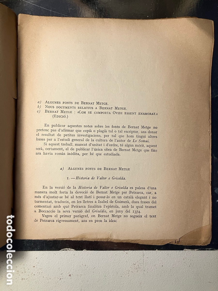 Libros antiguos: Mart&iacute; de Riquer, dedicatoria. Notes sobre Bernat Metge. 1934. Separata - Foto 3