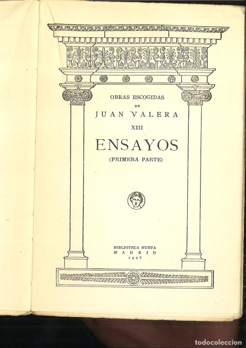 Libros antiguos: ENSAYOS PRIMERA PARTE. Juan Valera - Foto 2
