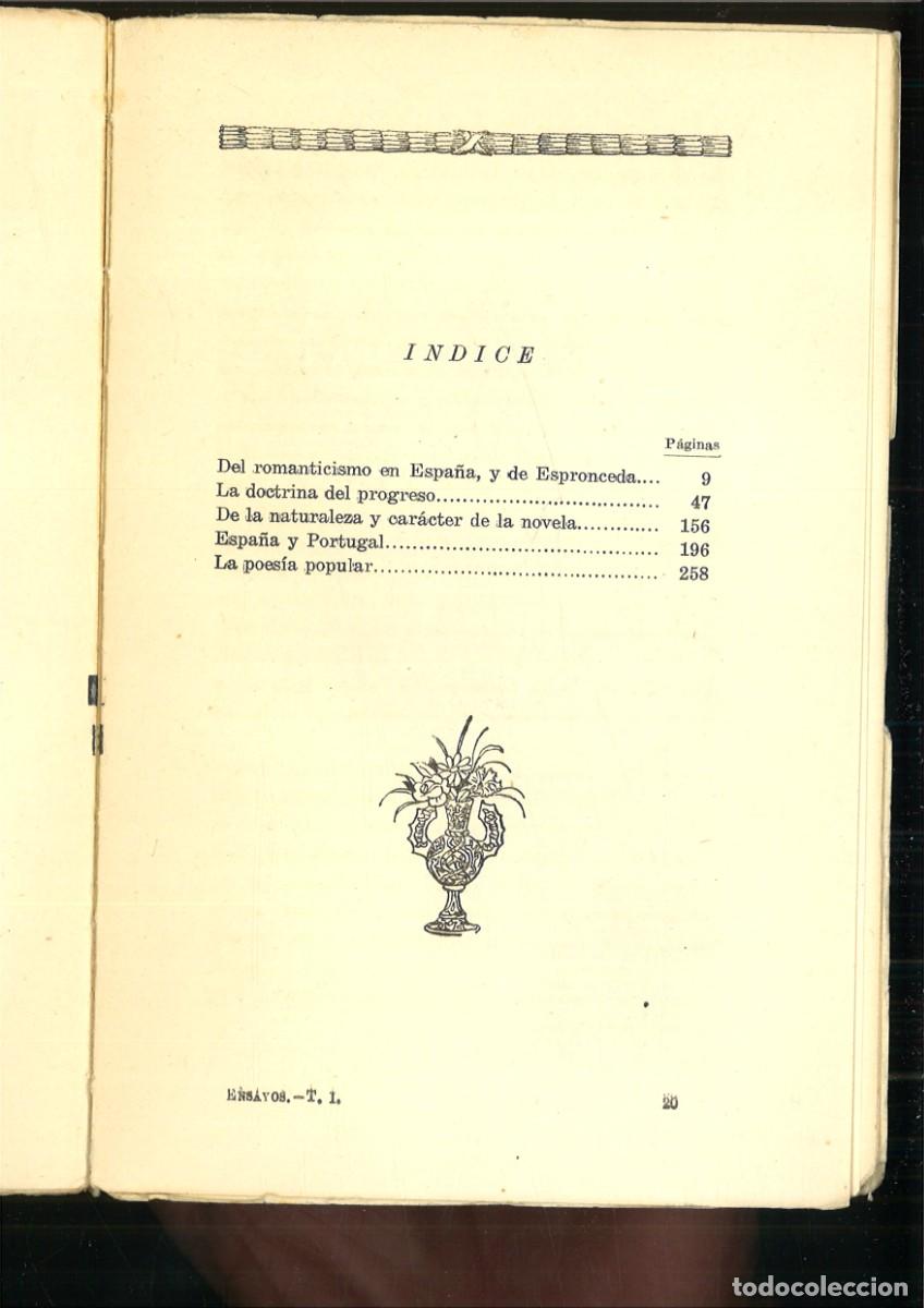 Libros antiguos: ENSAYOS PRIMERA PARTE. Juan Valera - Foto 3