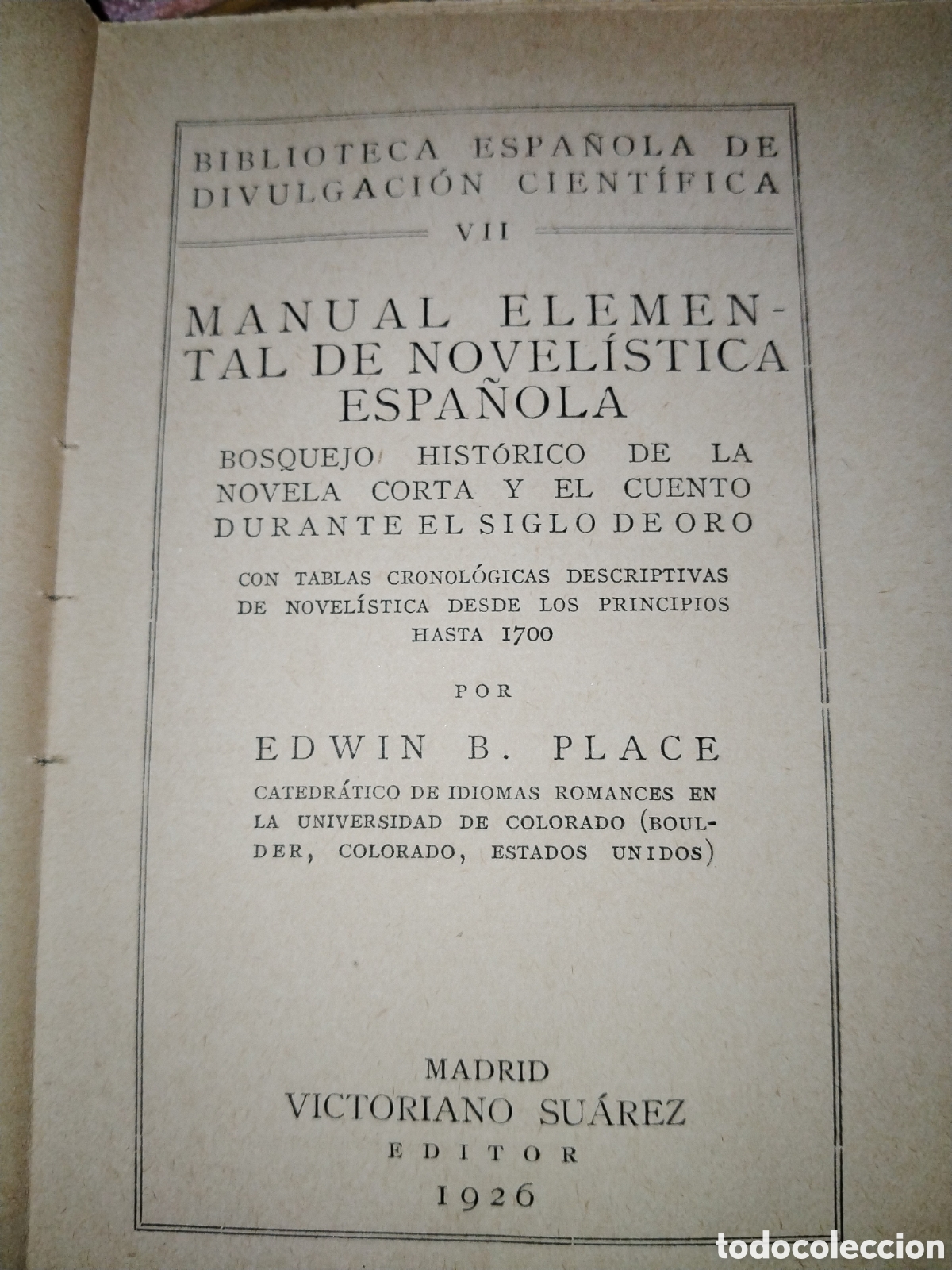 Libros antiguos: Manual elemental de novel&iacute;stica espa&ntilde;ola. 1926 - Foto 2