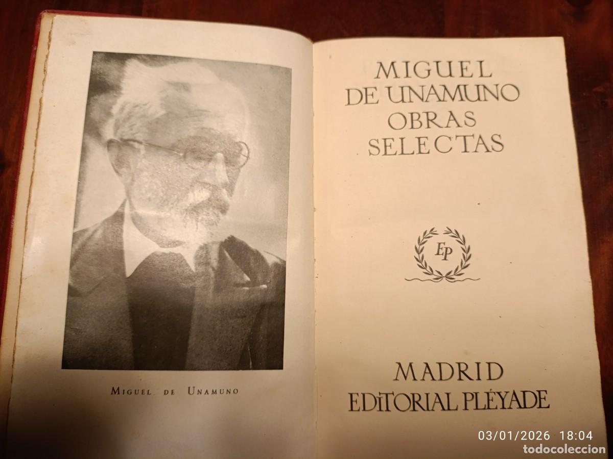 Libros antiguos: Miguel de Unamuno. Obras selectas. 1946 - Foto 1