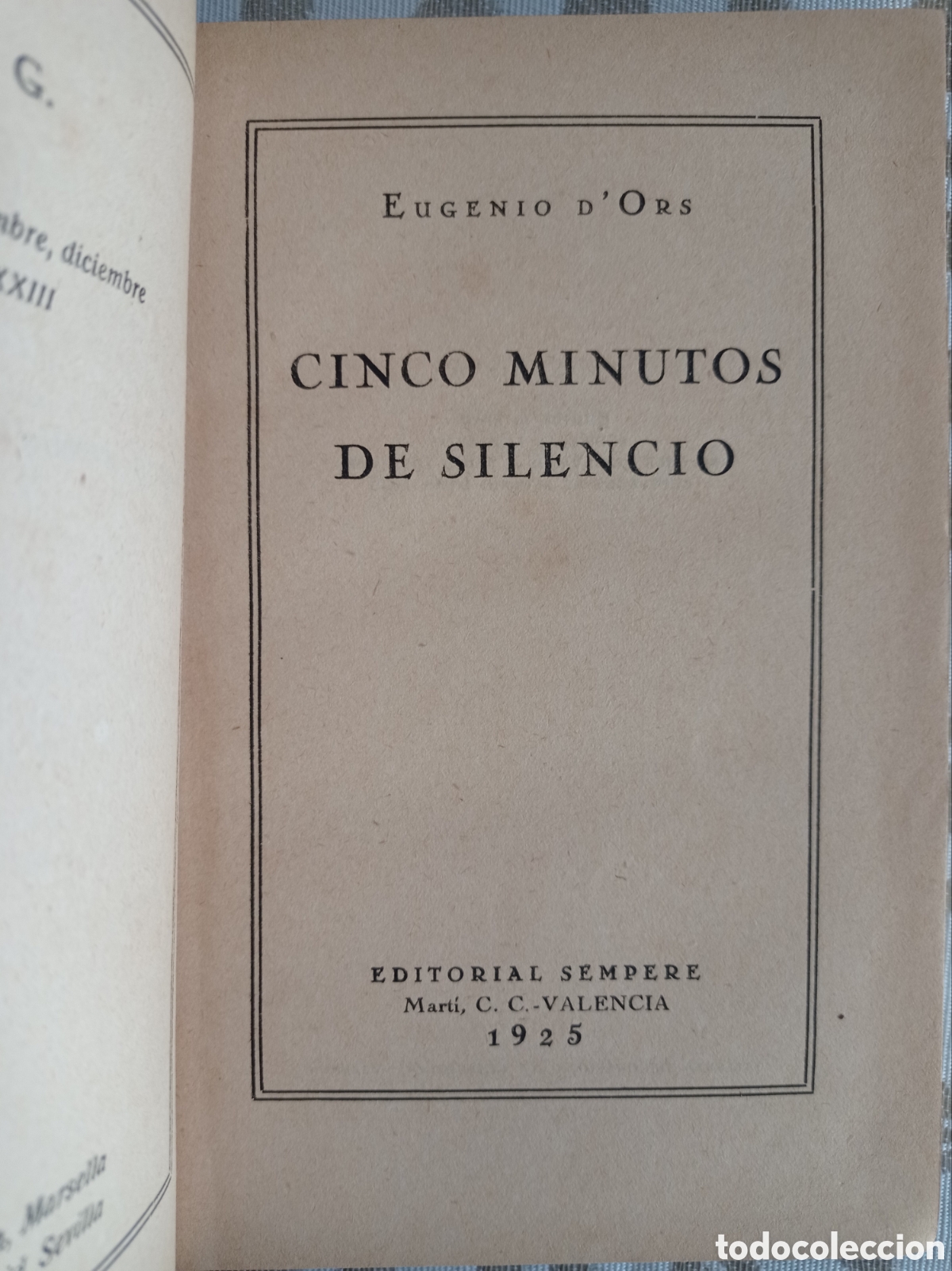 Libros antiguos: CINCO MINUTOS DE SILENCIO. EUGENIO DORS. 1925 - Foto 2