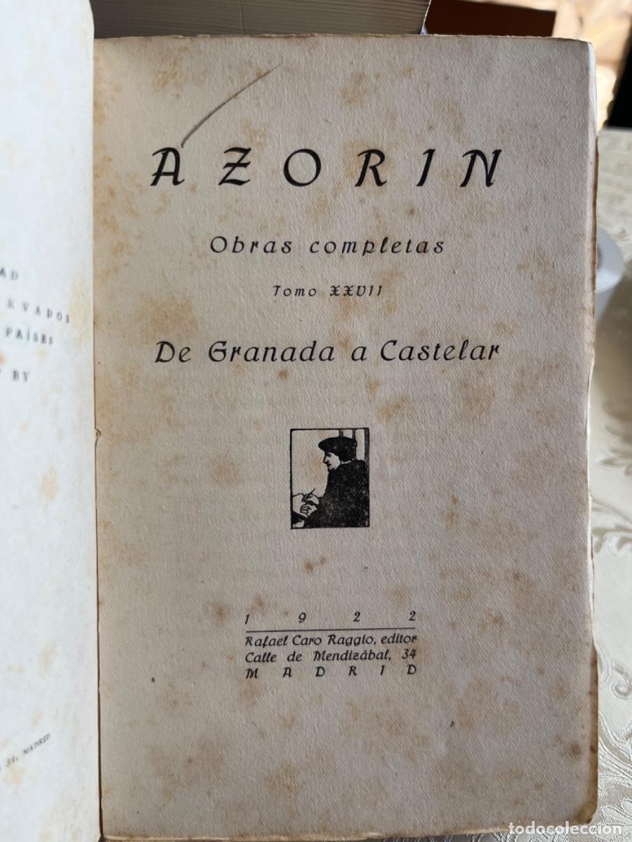 Libros antiguos: Azorin.- De Granada a Castelar - Foto 2