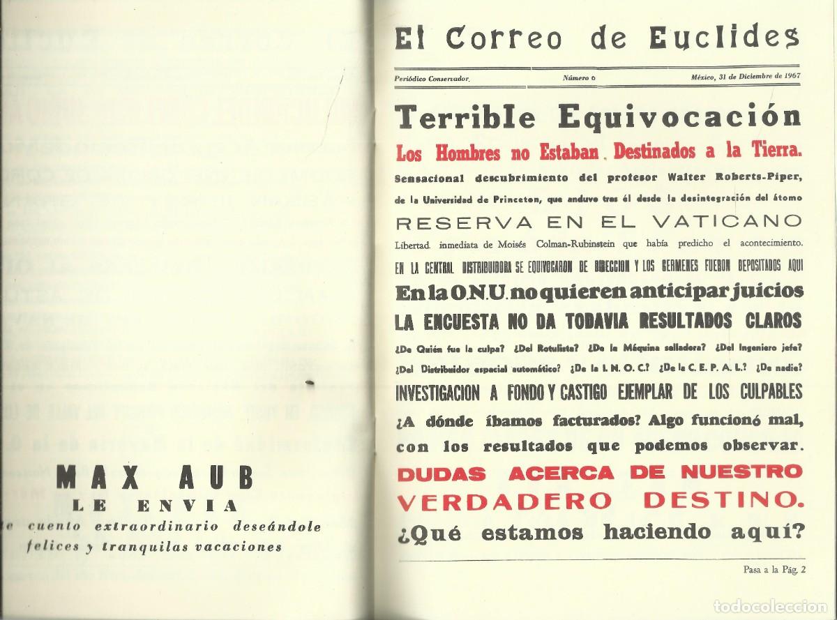 Libros antiguos: El correo de Euclides. Max Aub. Ejemplar 184 . Segorbe 1993 - Foto 3