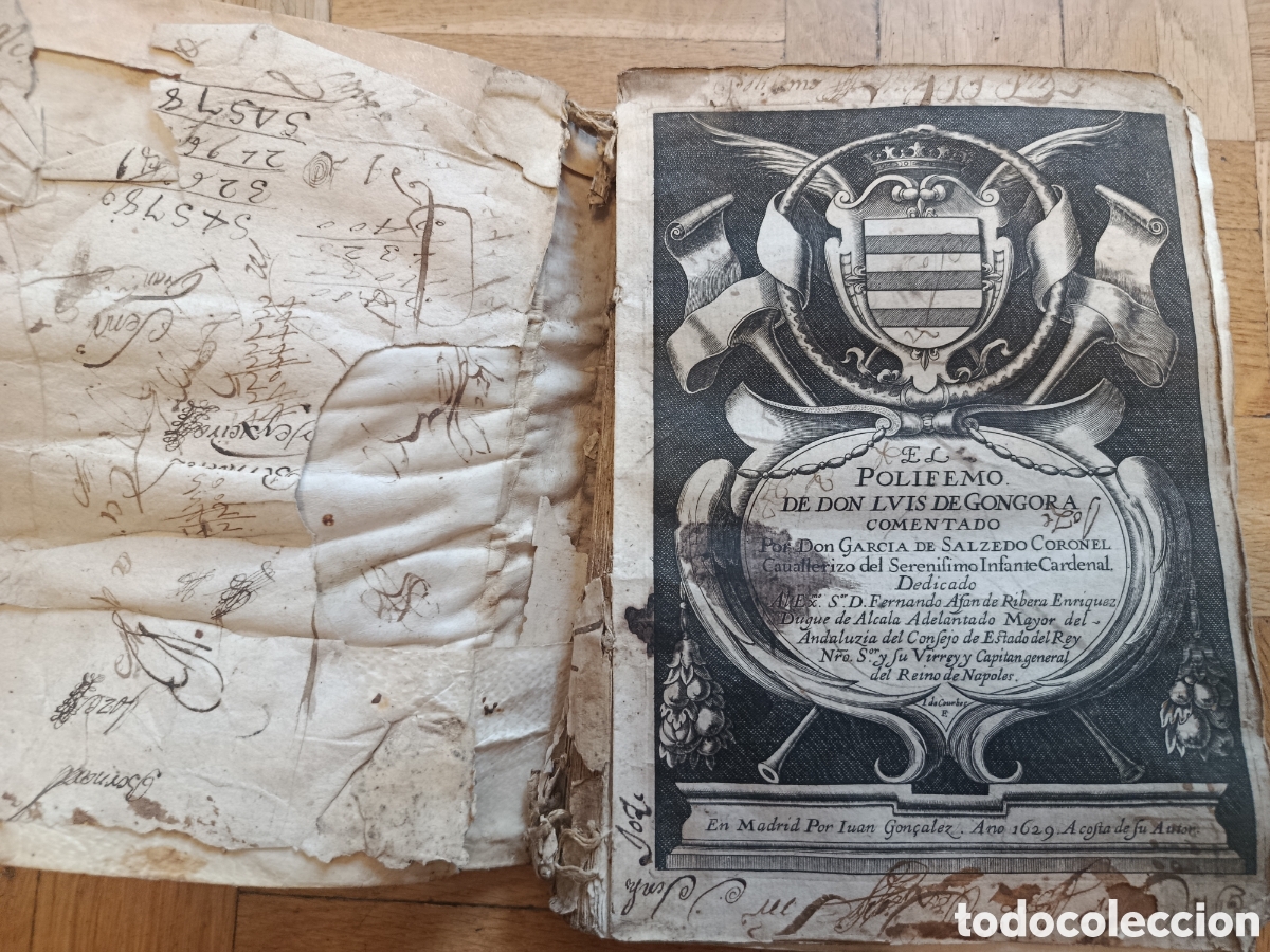 Libros antiguos: F&aacute;bula de Polifemo y Galatea, comentada por Garc&iacute;a de Salcedo (1629)