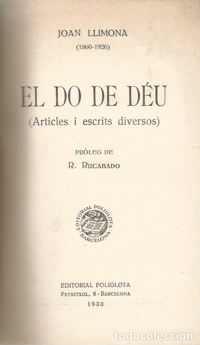 Libros antiguos: EL DO DE D&Eacute;U - JOAN LLIMONA - 1930