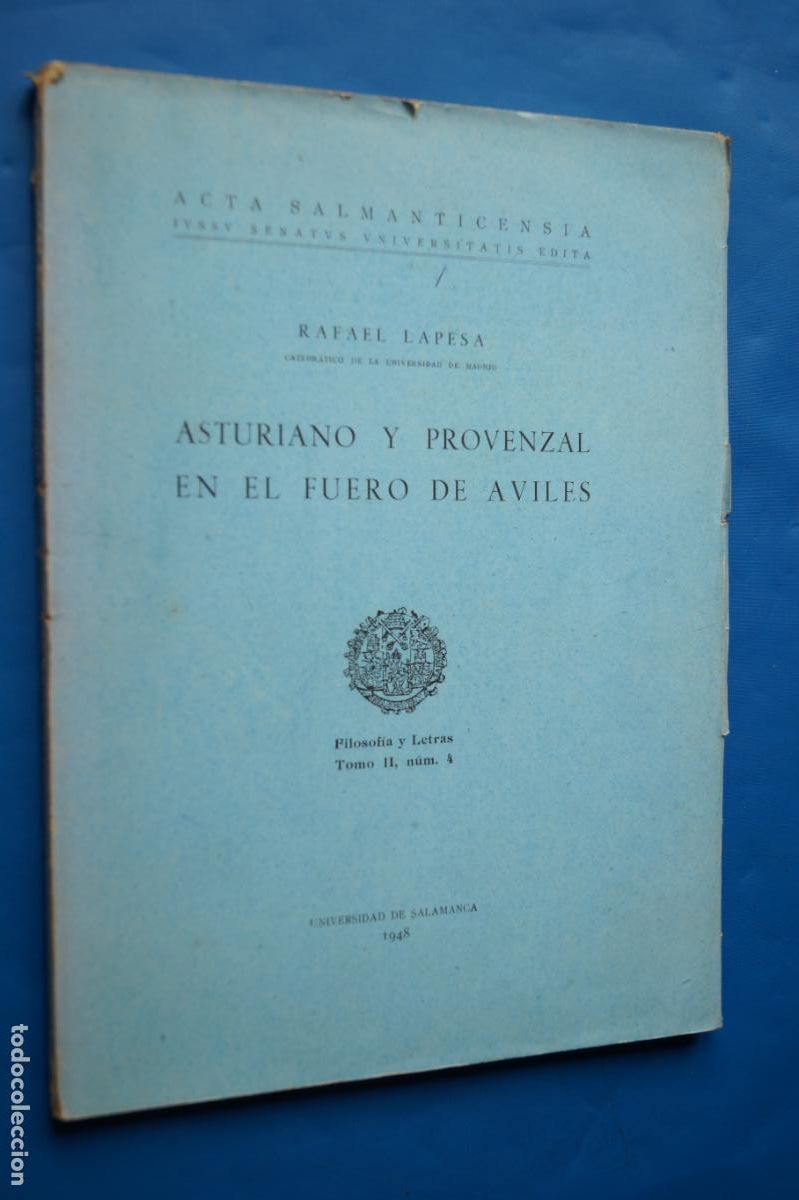 Libros antiguos: ASTURIANO Y PROVENZAL EN EL FUERO DE AVILES. RAFAEL LAPESA