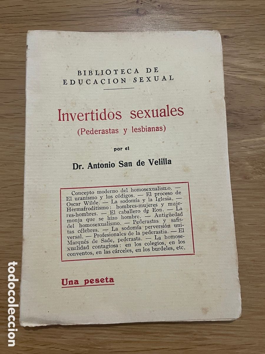 Libros antiguos: Invertidos sexuales. San de Velilla. Biblioteca de educaci&oacute;n sexual.