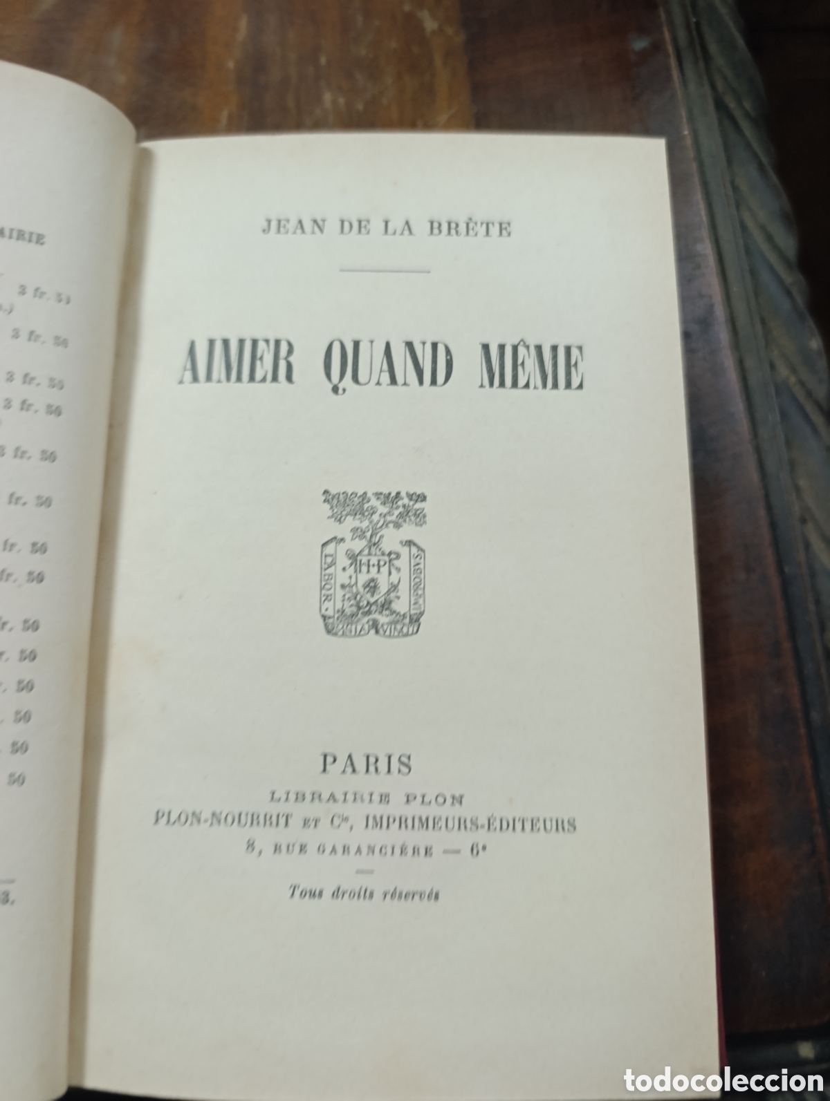 Libros antiguos: JEAN DE LA BR&Egrave;TE AIMER QUAND M&Ecirc;ME