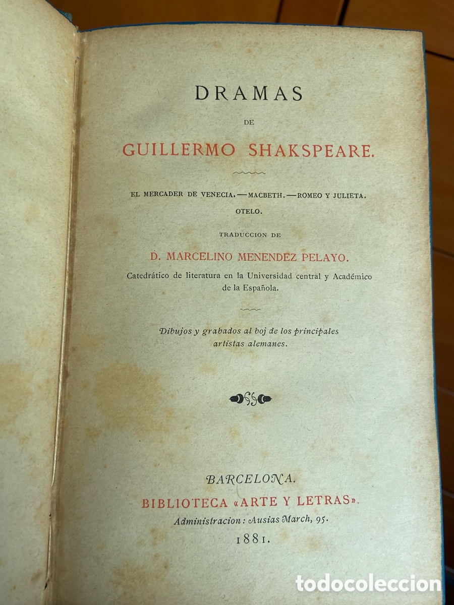 Libros antiguos: Dramas Guillermo Shakespeare - Foto 8