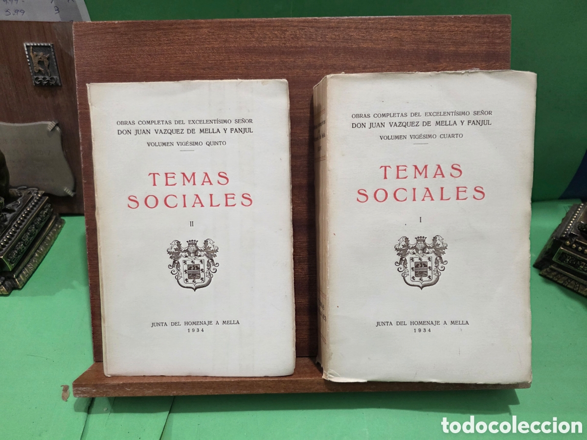 Libros antiguos: ANTIGUOS LIBROS...1934...&rdquo;&rdquo;TEMAS SOCIALES&rdquo;&rdquo;...TOMOS I Y II...OBRAS COMPLETAS DE ...J. V&Aacute;ZQUEZ MELLA.