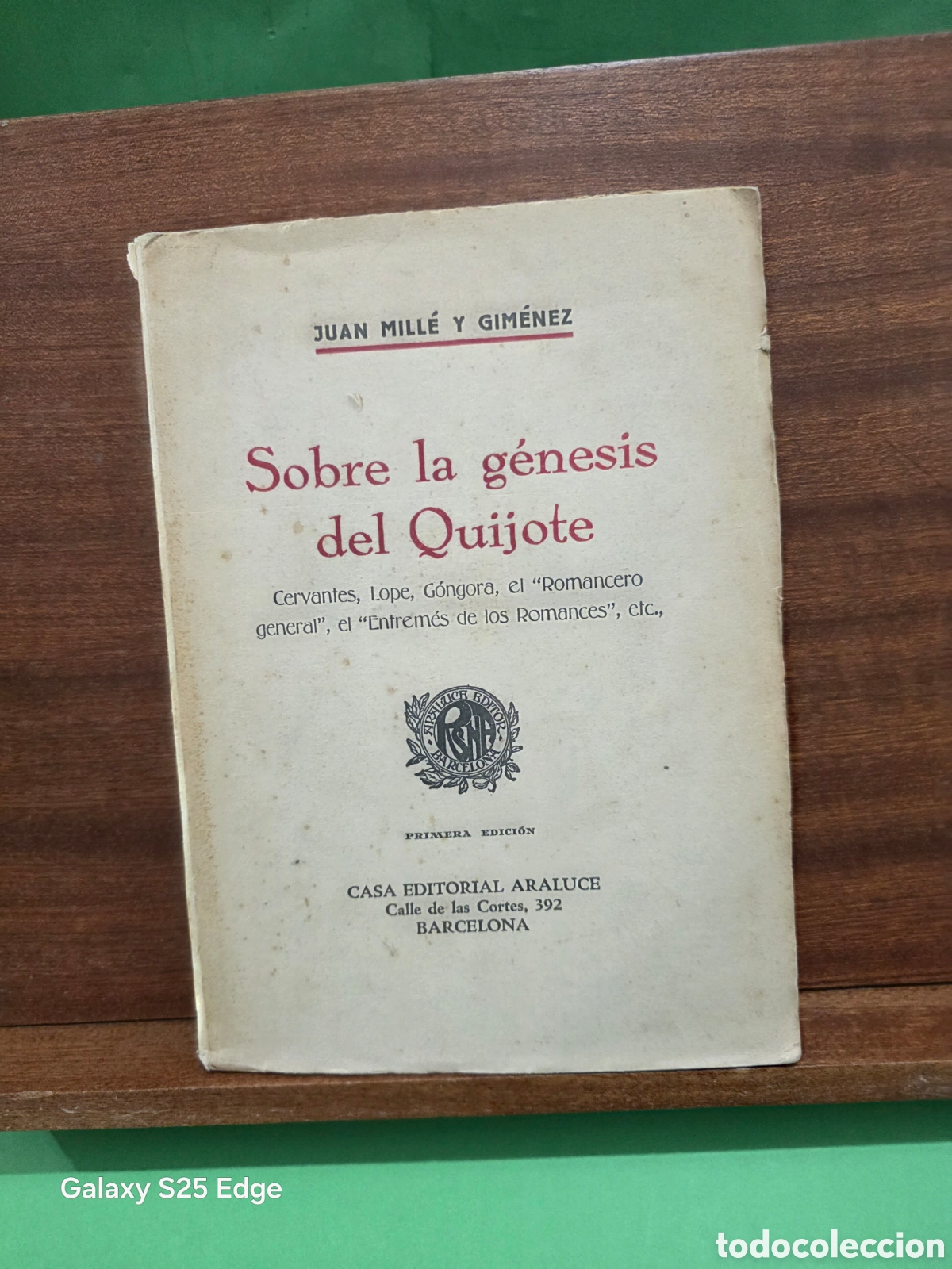 Libros antiguos: ANTIGUO LIBRO...1930...&rdquo;&rdquo;SOBRE LA G&Eacute;NESIS DEL QUIJOTE&rdquo;&rdquo;...JUAN MILL&Egrave; Y GIM&Egrave;NEZ...ARALUCE...