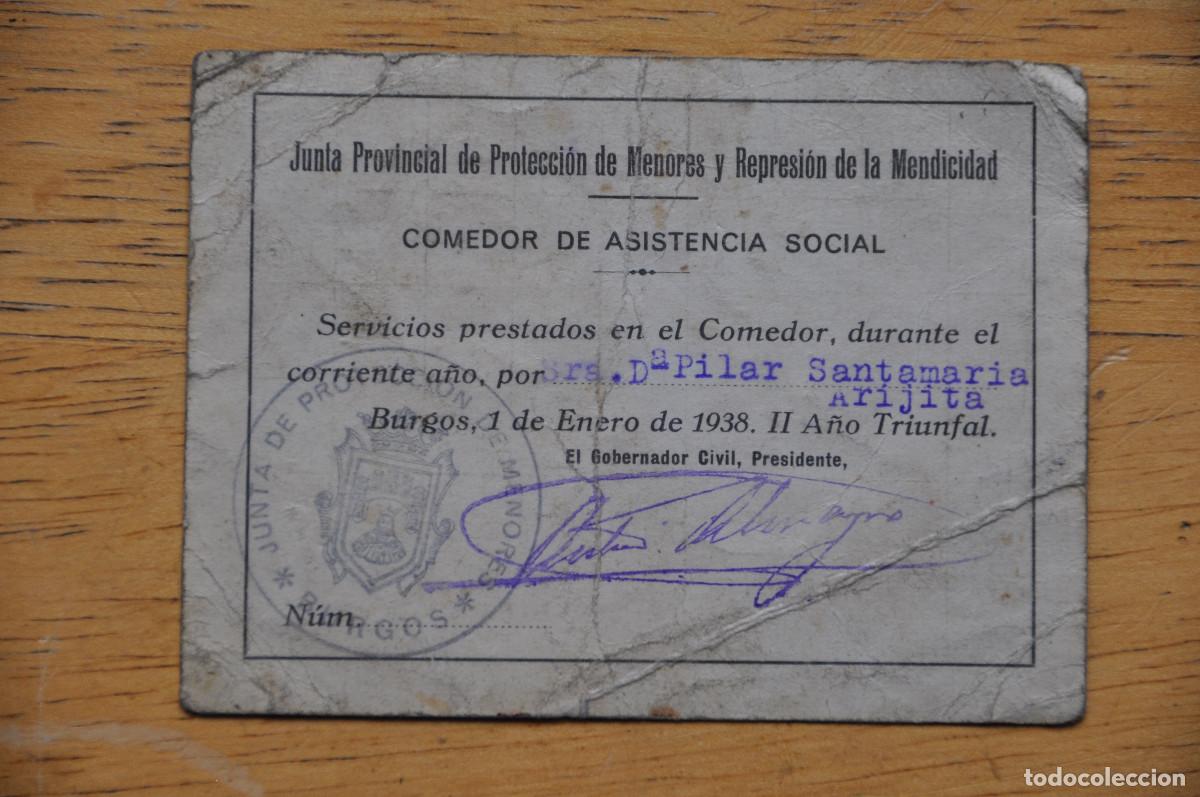 Libros antiguos: VALE DEL COMEDOR DE ASISTENCIA SOCIAL 1938 - JUNTA PROVINCIAL DE PROTECCI&Oacute;N DE MENORES Y REPRESI&Oacute;N