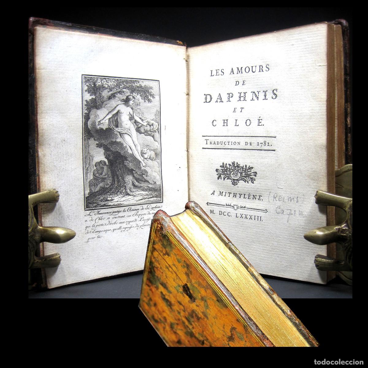 Antiquarische B&uuml;cher: A&ntilde;o 1783 Erotismo Lesbos Solo 1 en el mundo! Dafnis y Cloe Novela Antigua Grecia Longo Grabados