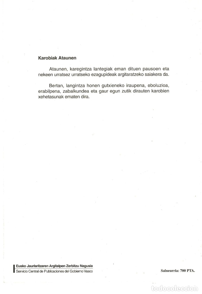 Libros antiguos: Karobiak Ataunen. 1996. En euskera. Ataun - Foto 2