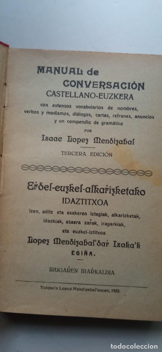 Libros antiguos: manual de conversacion Euskera - Foto 2