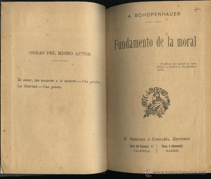 Libros antiguos: SCHOPENHAUER. A,  FUNDAMENTO DE LA MORAL , - Foto 1